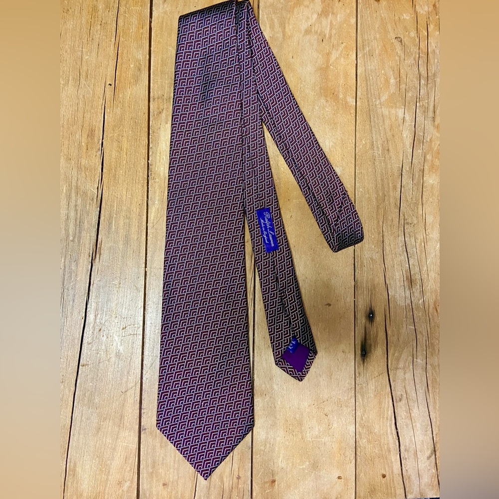 Ralph Lauren Purple Label Silk Tie in Purple and Gray Pattern